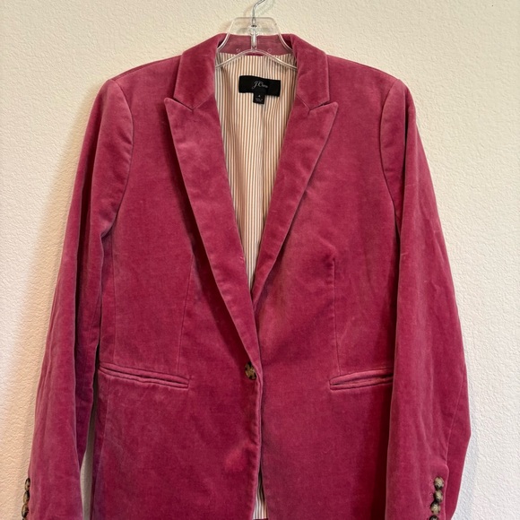 J. Crew Size 4 Pink Velvet Blazer - Picture 3 of 8